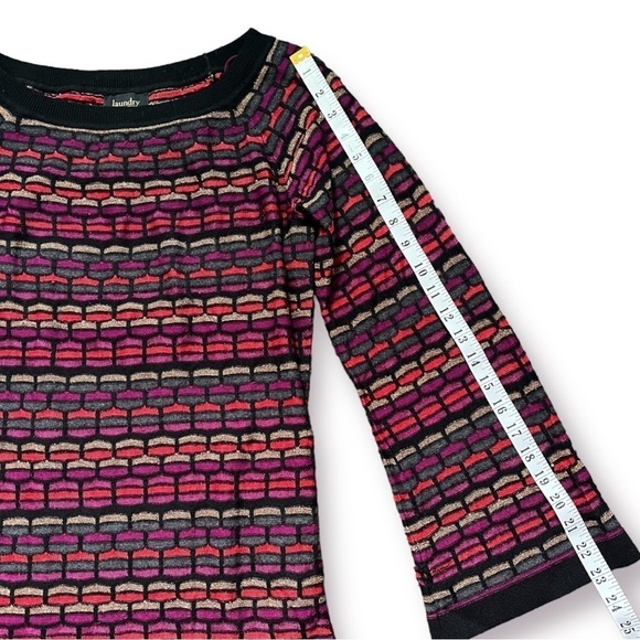 Laundry by Shelli Segal Merino Wool Mix Metallic Sweater Dress sz S - Picture 11 of 13